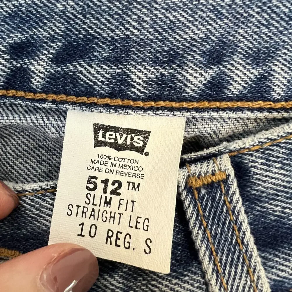 VTG Levis 512 Jeans Womens 10 Blue Denim Slim Fit Straight Leg‎ Bleached Grunge